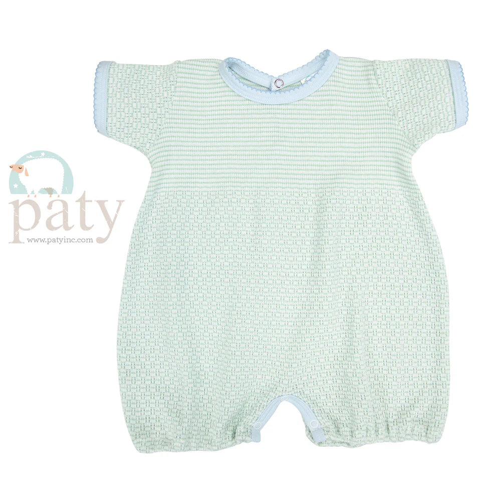 Mint Striped Bubble with Blue Trim