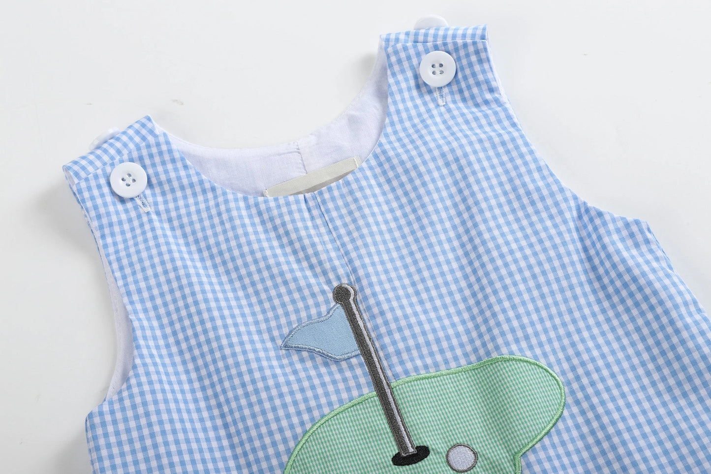 Blue Gingham Golf Romper