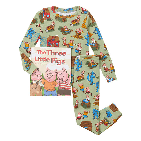 Three Little Pigs Books to Bed Pajama and Book Gift Set