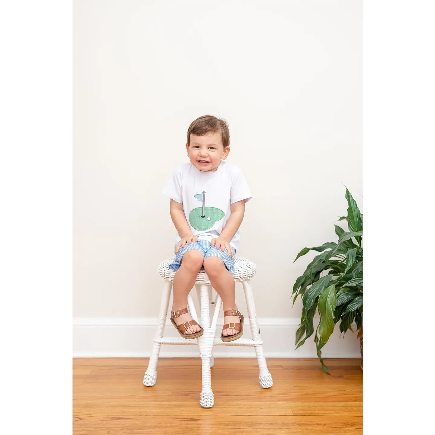 Blue Gingham Golf Short Set