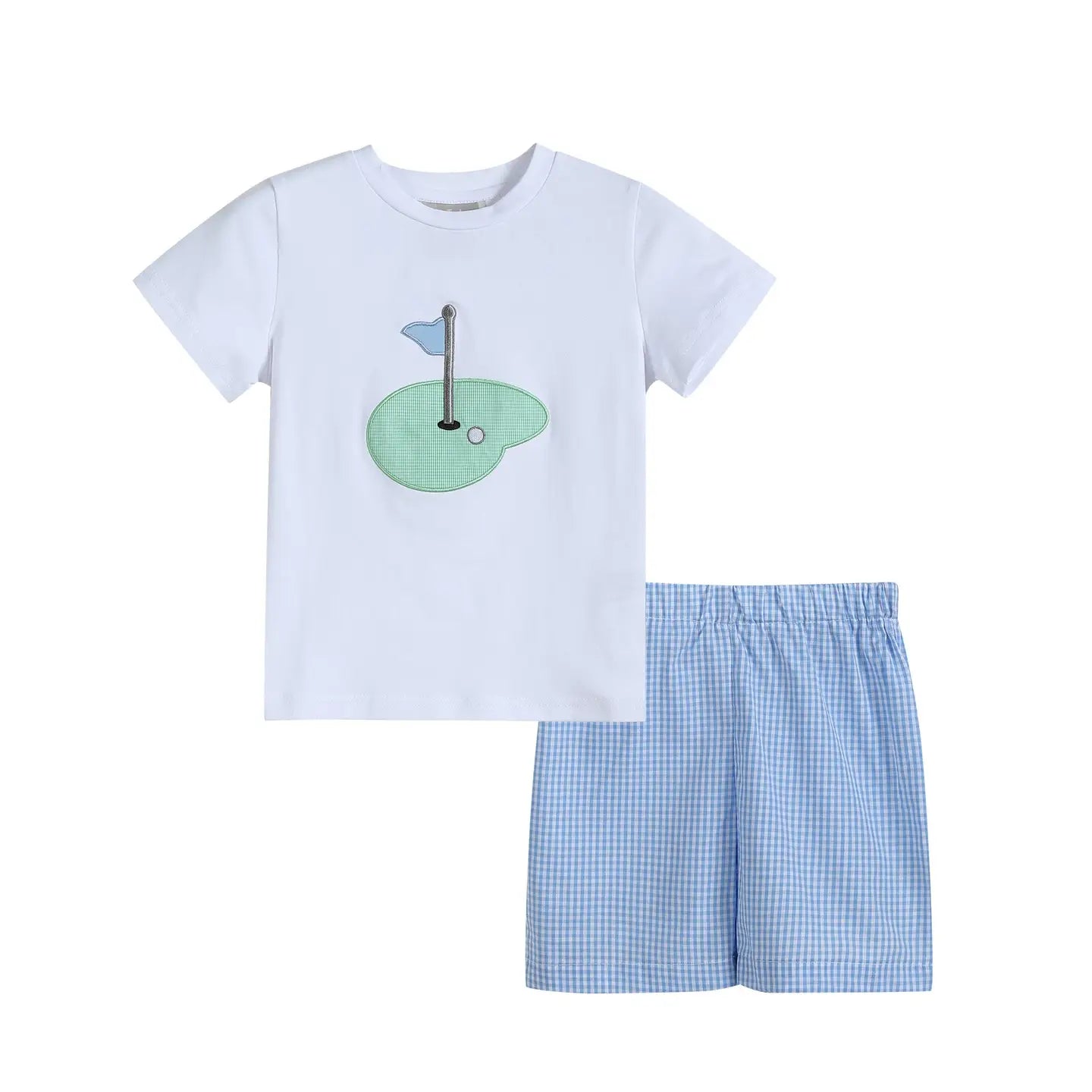Blue Gingham Golf Short Set
