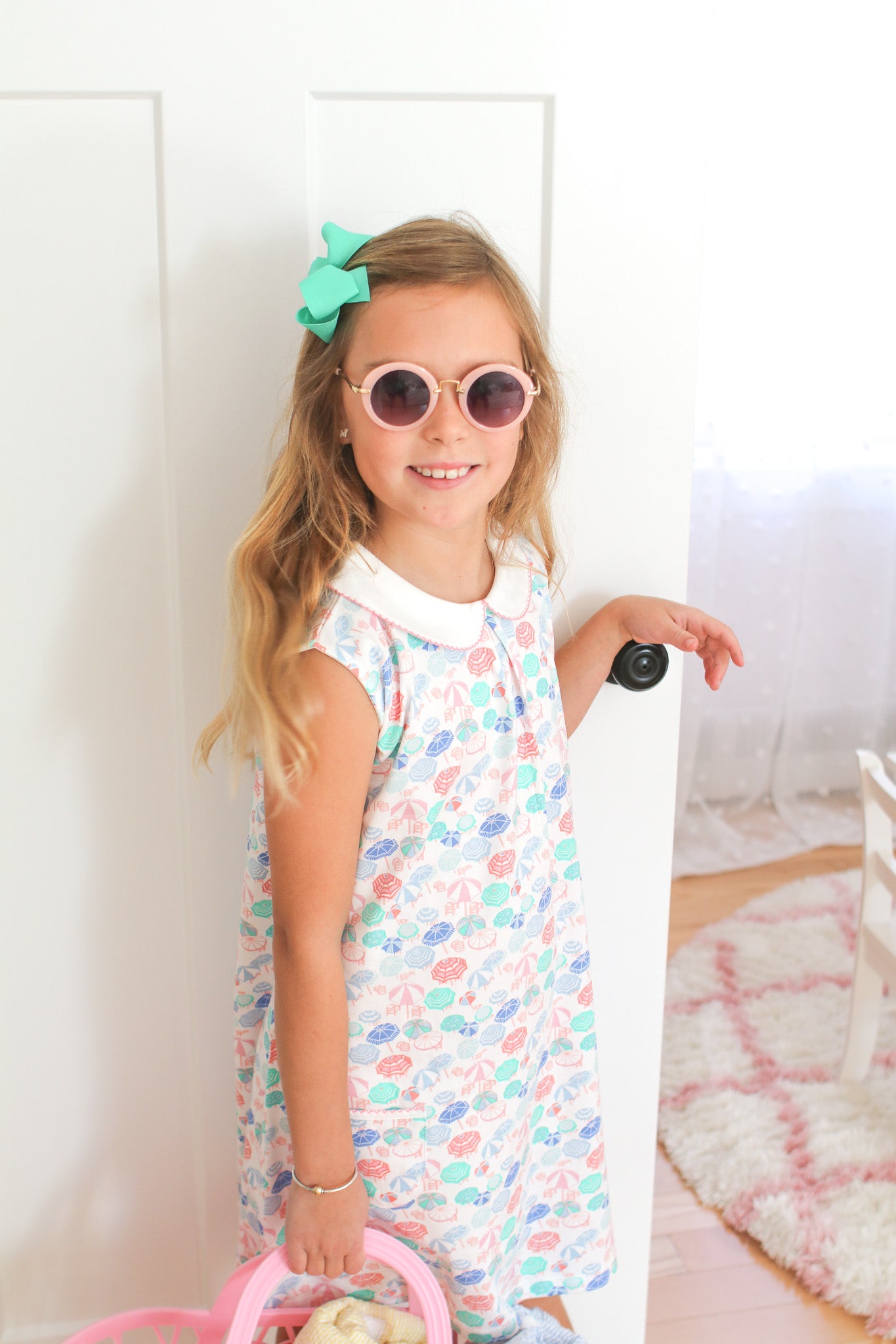 Beach Umbrellas Sleeveless Pocket Twirl Dress