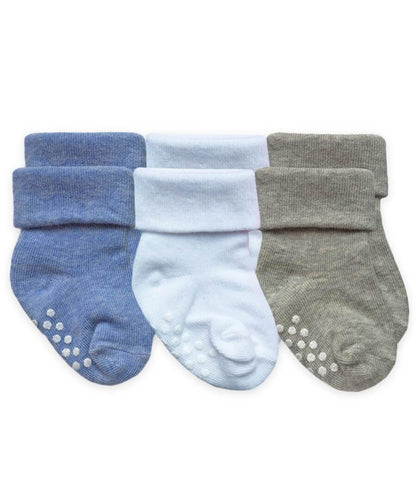 Non-skid Turn Cuff Socks 3 Pack