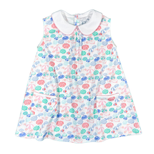 Beach Umbrellas Sleeveless Pocket Twirl Dress