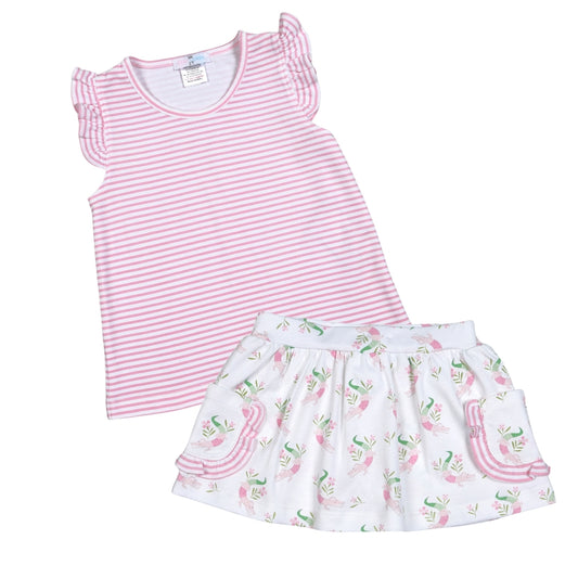 Pink Happy Gators Pima Skort Set