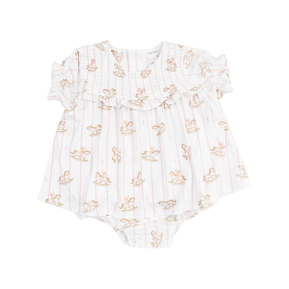 Pink Rocking Horse Ruffle Bubble with Skirt