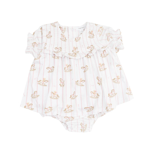 Pink Rocking Horse Ruffle Bubble with Skirt