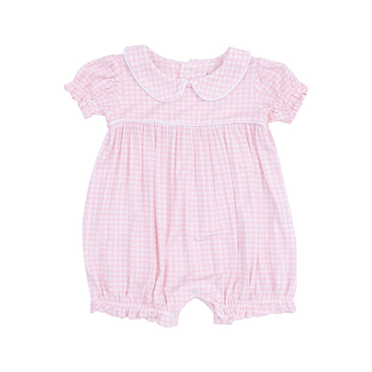 Pink Mini Gingham Puff Sleeve Bubble
